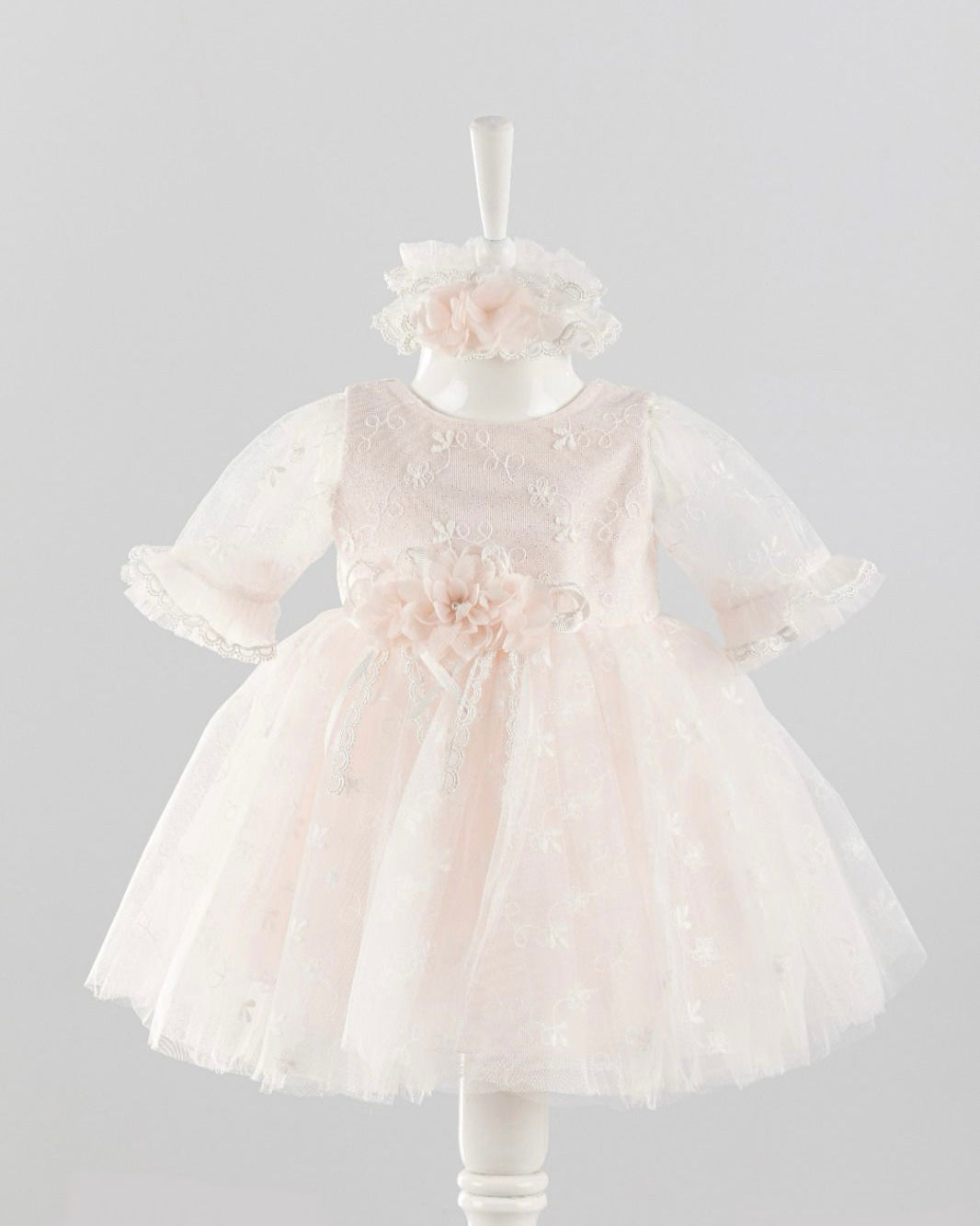 Klassieke Feestjurk met Kant en Bloemen | lange mouwen