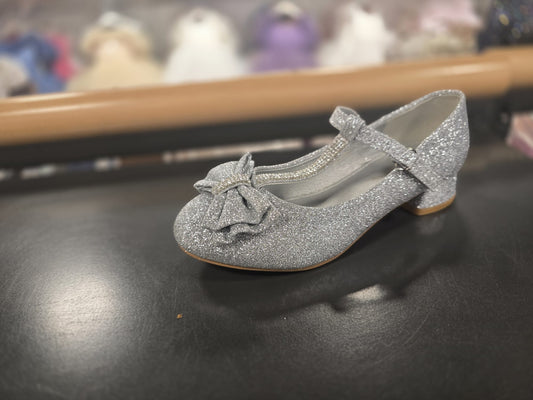 Glitter hakken met voorkant strik- Wit, Silver & Goud