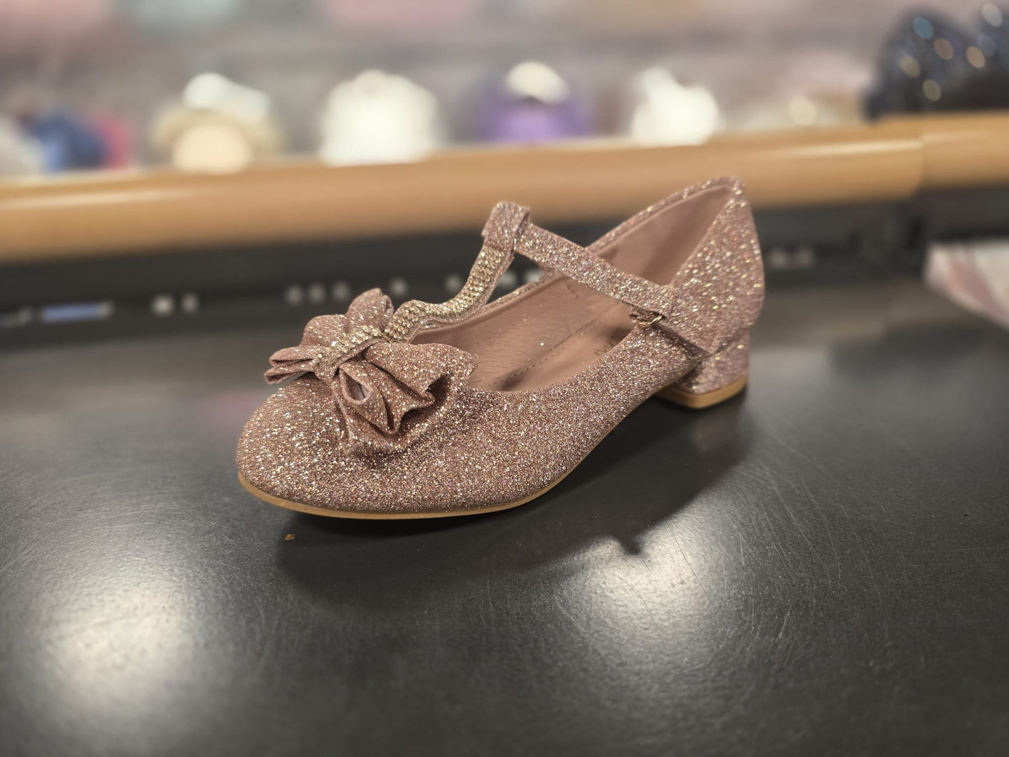 Glitter hakken met voorkant strik- Wit, Silver & Goud