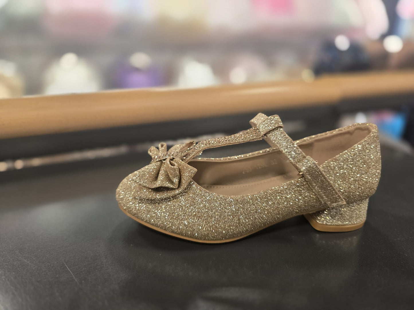 Glitter hakken met voorkant strik- Wit, Silver & Goud