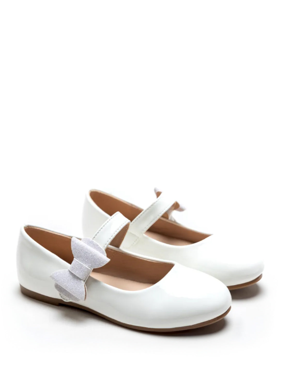 Lak Ballerina's met Strik - Zwart, Beige & Wit