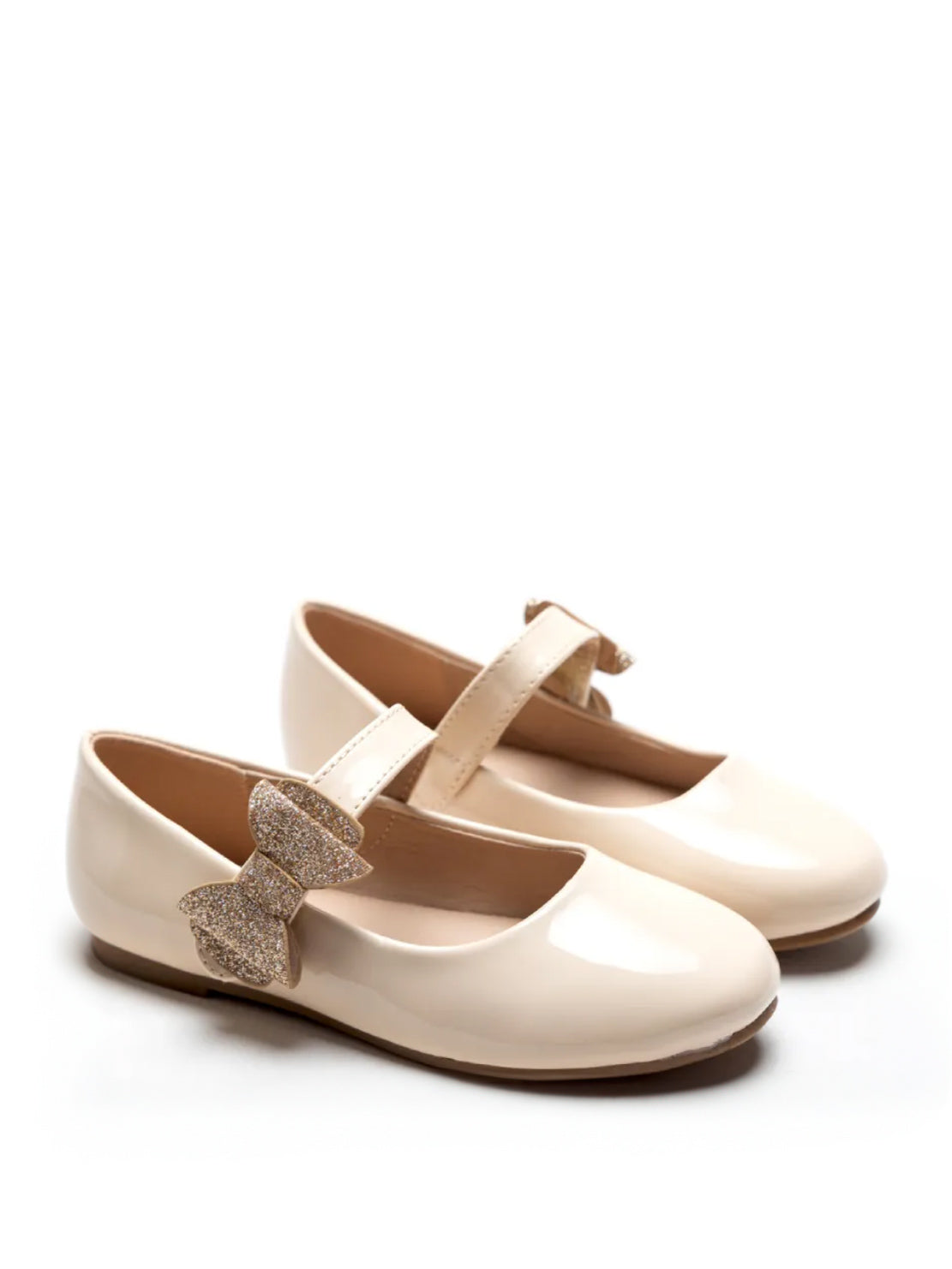Lak Ballerina's met Strik - Zwart, Beige & Wit