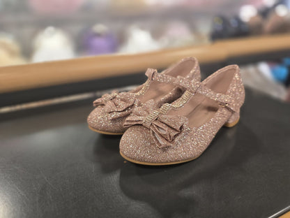 Glitter hakken met voorkant strik- Wit, Silver & Goud