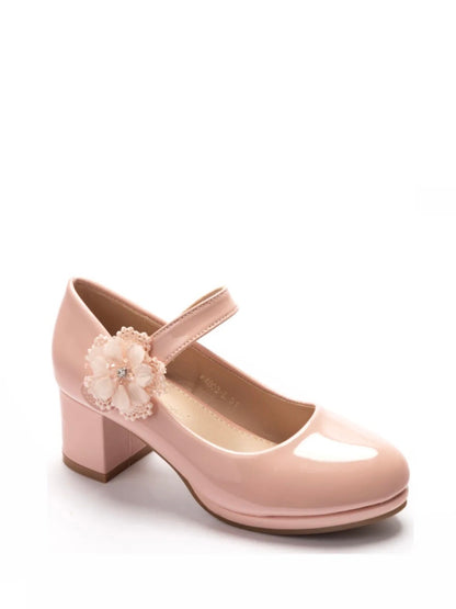Hoge Glanzende Hak - Wit & Roze