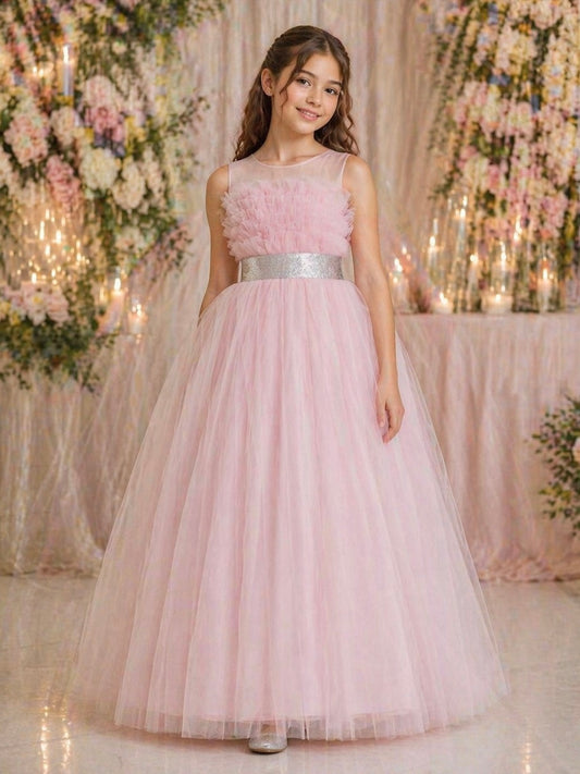 Betoverende Tule Jurk met Glitterriem