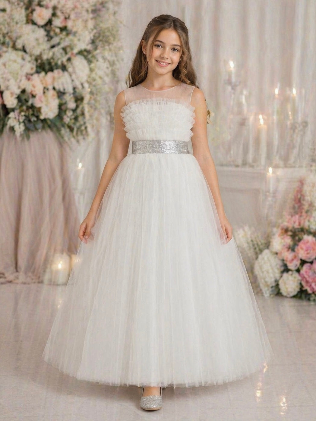 Betoverende Tule Jurk met Glitterriem