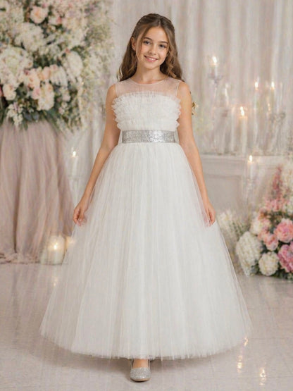 Betoverende Tule Jurk met Glitterriem