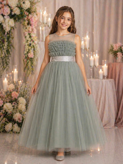 Betoverende Tule Jurk met Glitterriem