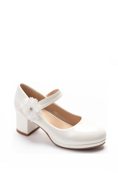 Hoge Glanzende Hak - Wit & Roze