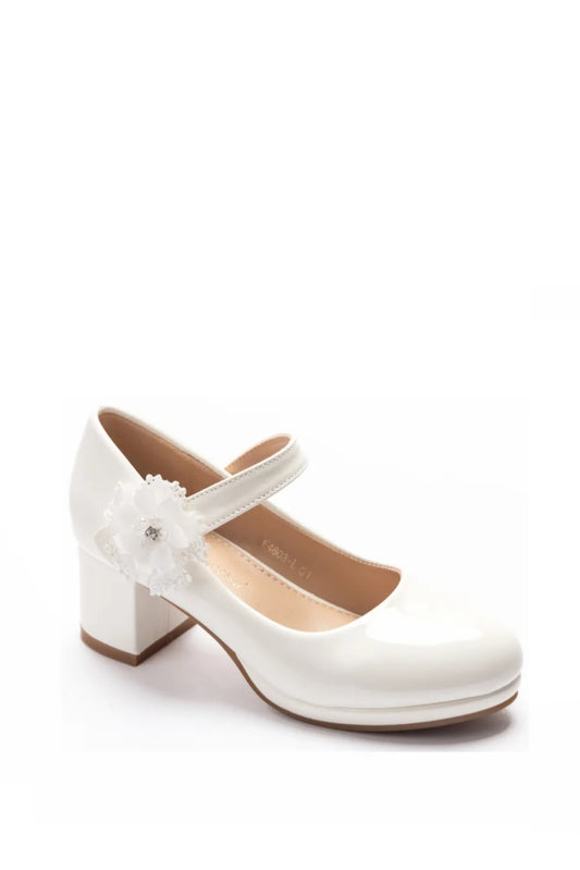 Hoge Glanzende Hak - Wit & Roze