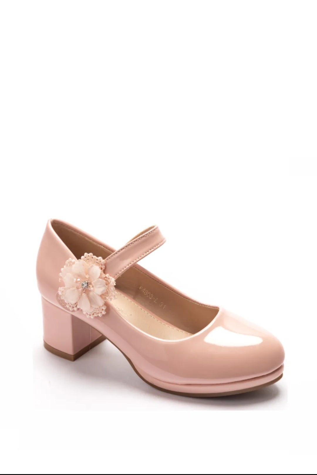 Hoge Glanzende Hak - Wit & Roze