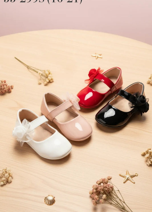 Glanzende Lak Ballerina Baby - Rood, Roze, Wit en Zwart